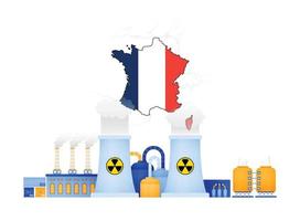 ilustración diseño de nuclear Campaña en Francia hace Menos carbón emisiones para electricidad energía. cero emisión renovable nuclear. lata ser usado para sitio web, anuncio publicitario, póster, folleto, volantes vector