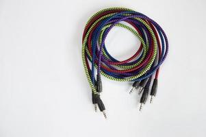 AUX audio cable on a white background photo