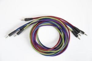 AUX audio cable on a white background photo