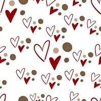 Seamless pattern abstract spots, dots and hearts vector