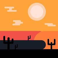 Flat abstract geometric icon, sticker, button with desert, sun, cactuses. vector