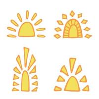 Hand drawn abstract sun symbol. Summer doodle set. Vector elements for design