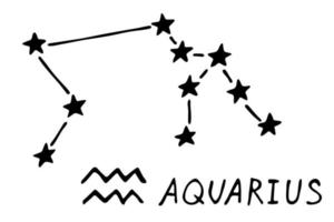 Hand drawn aquarius zodiac sign Esoteric symbol doodle Astrology clipart Element for design vector