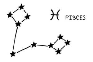 dibujado a mano piscis signo del zodiaco símbolo esotérico garabato astrología elemento de imágenes prediseñadas para el diseño vector