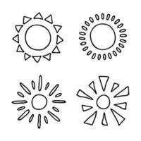 símbolo de sol abstracto dibujado a mano. conjunto de garabatos de verano. elementos vectoriales para el diseño vector