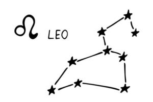 dibujado a mano leo signo del zodiaco símbolo esotérico garabato astrología elemento de imágenes prediseñadas para el diseño vector