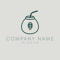 Matcha tea logo design template. Bowl with tea leaves logotype. Luxury matcha tea flat logo template. vector