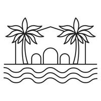 Palms and house creative icon design. Bohemian icon of tropic resort vector