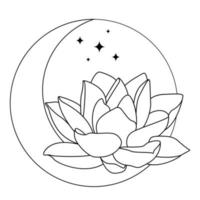Crescent and lotus icon design. Luxury bohemian icon. An astrology mystic moon and lotus icon. vector