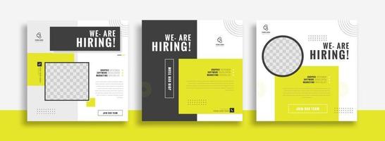 We are hiring job vacancy social media post banner design template. We are hiring job vacancy square web banner design vector