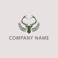 Deer with horns logo. Rustic logotype. Wildlife logo vector