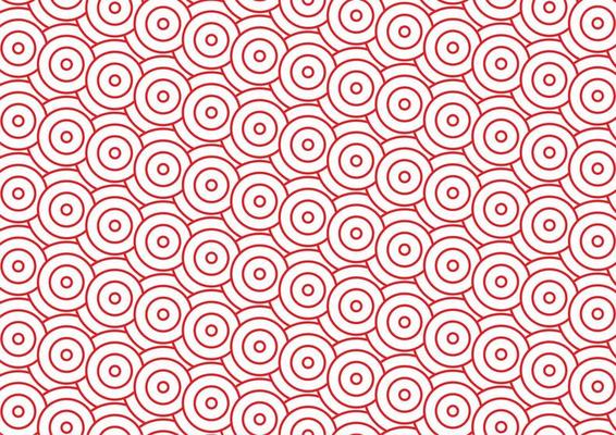 Vector Japanese's wave pattern art. Red circles on white background. Japan style. Abstract.