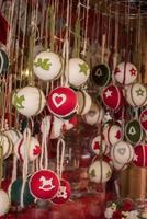 patchwork christmas ball close up photo