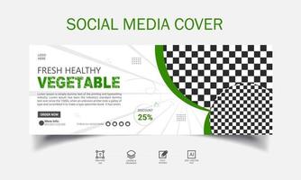 Healthy and fresh vegetable social media post cover design template vector