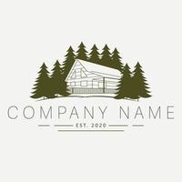 Hand draen house and trees logo design. Flat logo template. Luxury real estate logotype. vector