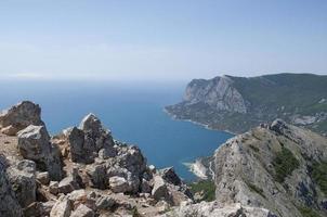 view from the mountains to the blue sea and the beaches of Laspi photo