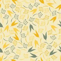 Leaves and flowers repeat pattern. Floral pattern design. Botanical tile. Good for prints, wrappings, textiles and fabrics. vector