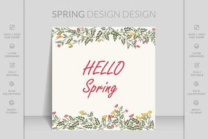 Spring floral frame. Vector illustration for labels, wedding invitation. Spring ornament concept. Hand drawn illustration. Vector layout decorative greeting card or invitation design background.