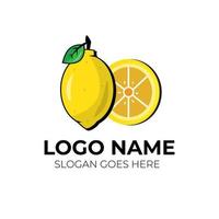 fresh lemon fruit vector logo design on isolated white background