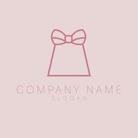 Gift box with bow vector logo template. Gift shop luxury logo design. Flat logotype.