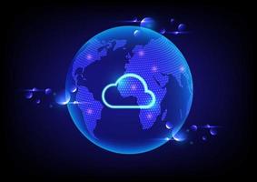 resumen futurista 3d mundo globo con nube informática tecnología antecedentes. vector global negocio y tecnología red concepto.