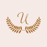 U initials logo design. Letters u royal emblem with crown. vector