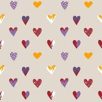 Groovy heart Seamless Pattern. Hippie Retro Style for Print on Textile, Wrapping Paper, Web Design and Social Media. Pink and Purple Colors. vector