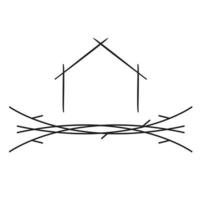 House and nest vector illustration, elegant and simple icon.