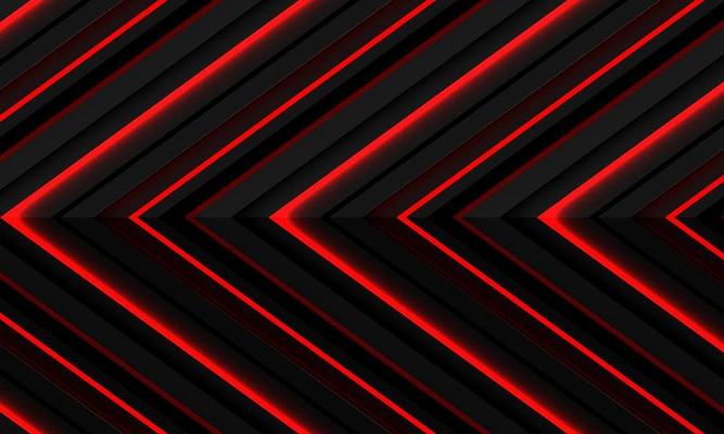 Abstract red light neon grey metallic black shadow arrow direction pattern design modern futuristic technology background vector