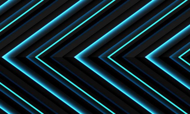 Abstract blue light neon grey metallic black shadow arrow direction pattern design modern futuristic technology background vector