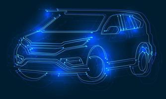 Vector Blue line cyber circuit technology smart car concept futuristic design modern