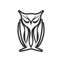 A graceful black white vector logo of the owl. Isolated.