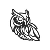 The refined black white vector logo of the owl. Isolated.