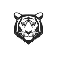 A chic simple black white vector logo tiger. Isolated on a white background.