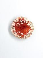 donut with red velvet sprinkles and cheese i photo