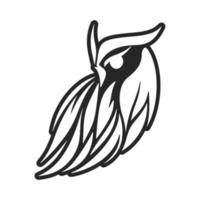 A chic simple black white vector logo of the owl. Isolated.