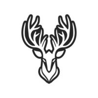 The refined black white logo of the deer. Isolated. vector