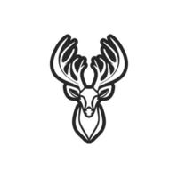 An elegant simple black white vector logo of the deer. Isolated on a white background.