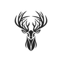 The chic black white vector logo of the deer. Isolated.