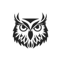 Delicate simple black vector owl vector logo. Isolated on a white background.