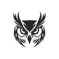 Delicate simple black owl logo. Isolated on a white background. vector