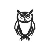 Delicate black owl vector logo. Isolated.