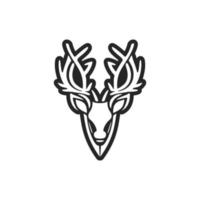 The refined black white vector logo of the deer. Isolated.