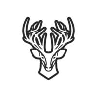 The refined black white vector logo of the deer. Isolated on a white background.