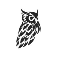 Delicate simple black owl logo. Isolated. vector