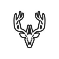 Exquisite simple black white vector logo of the deer. Isolated.