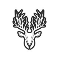 The elegant black white vector logo of the deer. Isolated on a white background.