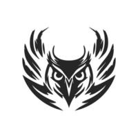 Delicate black owl logo. Isolated. vector