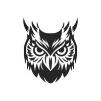 Delicate black owl vector logo. Isolated on a white background.