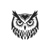 Delicate simple black vector owl vector logo. Isolated.